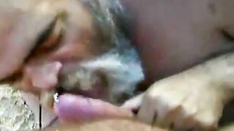 Bearded Daddy Blow Job on a Beach