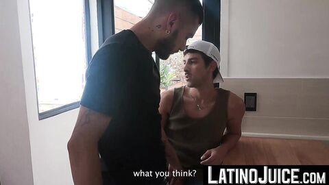 LatinoJuice.com - Naughty Alfonso Osnaya stretches his mouth with two big lean cocks