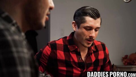 DaddiesPorno.com - Young stepson submits to his stepdaddy after a fine dinner