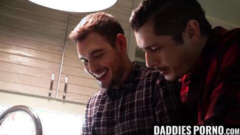 DaddiesPorno.com - Young stepson submits to his stepdaddy after a fine dinner