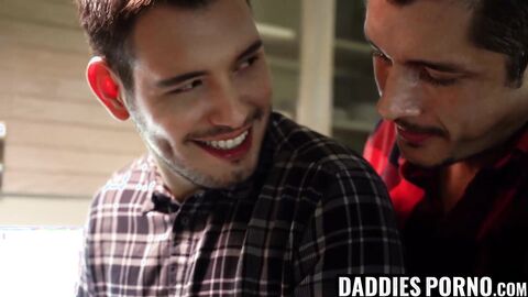 DaddiesPorno.com - Young stepson submits to his stepdaddy after a fine dinner