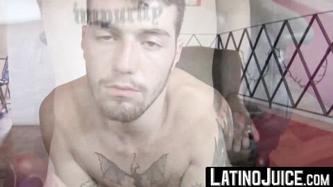 LatinoJuice.com - Hairy bisexual guy Angel rained by kinky Jaels mouth watering cum