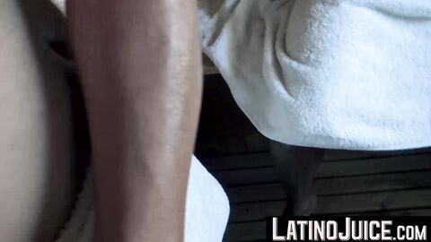 LatinoJuice.com - Bronze skinned Marcus wanks my cock so I can squirt cum on his hand