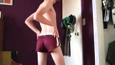 Skinny Twink Andrew Teases in Short Shorts