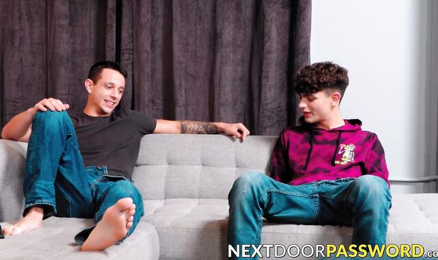 Handsome Zayne Bright is jerking his cock before Kyle Wyncrest joined him to ram his