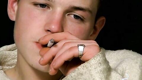 Chainsmoking cute twinks taboo desires while cockstroking