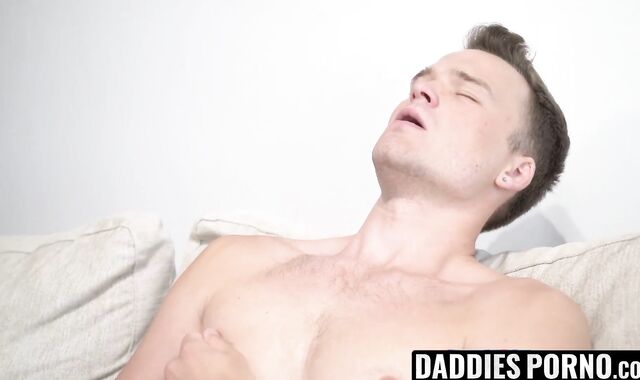 DaddiesPorno.com - Dadbod punished his stepson for jerking off on the couch