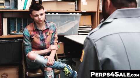 Perps4Sale.com - Cute Gay Twink Barebacked by Hot policeman for Stealing