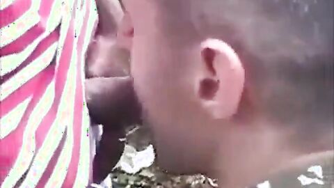 Bareback Interracial Outdoor Fuck with African Tops and White Bottom