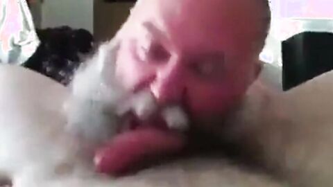 Bearded Daddy Sucks Big Cock