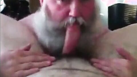 Bearded Daddy Sucks Big Cock