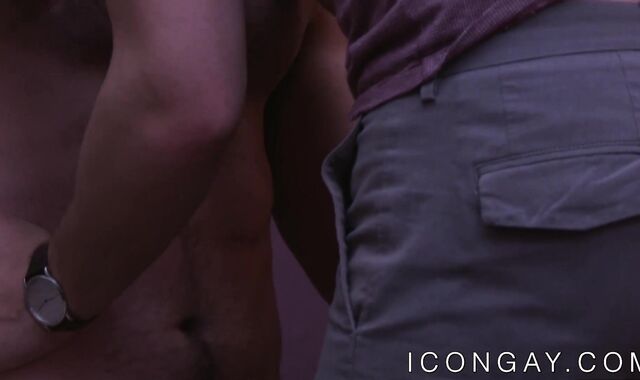 Hairy hunky dude rimmed and anally fucked by cute jock