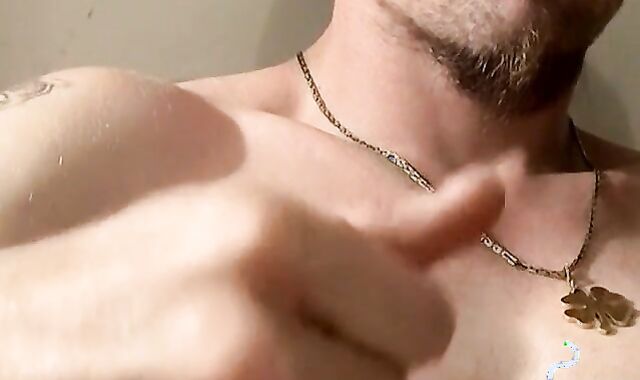 Tattooed dude ejaculating and smoking fun til he cums