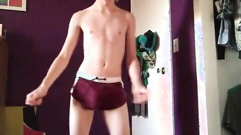 Skinny Twink Andrew Teases in Short Shorts