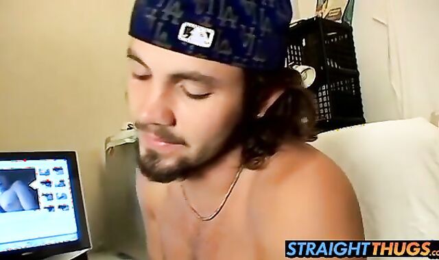 Bam gets horny and jerks dick while in the office