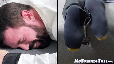 Bearded Joey was tied faced down and  screamed in tickling torture by a master