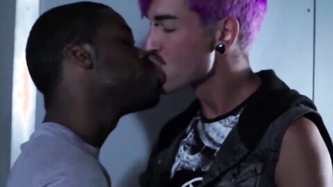 Kinky emo jock sucked off by horny black jock with big cock