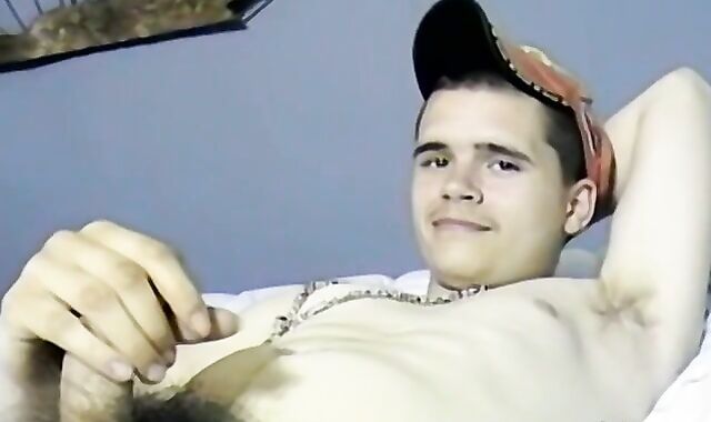 Homemade video of young amateur masturbating big dick solo