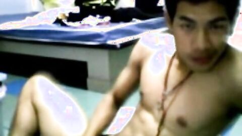 Thai Guy Strokes and Shoots on Webcam