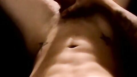 Tattooed amateur jock wanks off his fat cock and cums