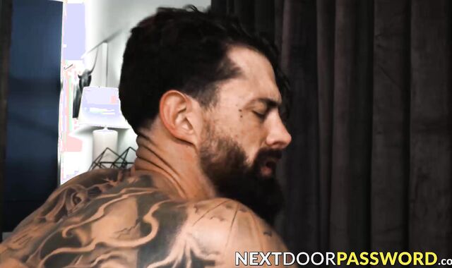 Bearded Hunk Alpha Wolfe devours the throbbing cock of Blake Wilder in a hard dick ri
