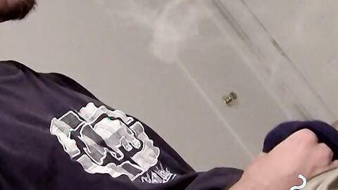 Tattooed skinny dude smoking and shooting cum on the floor