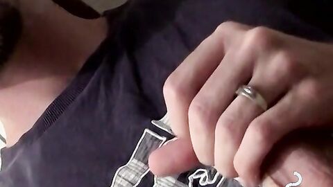 Tattooed skinny dude smoking and shooting cum on the floor