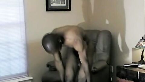 Athletic black amateur jerks off his BBC and cums solo