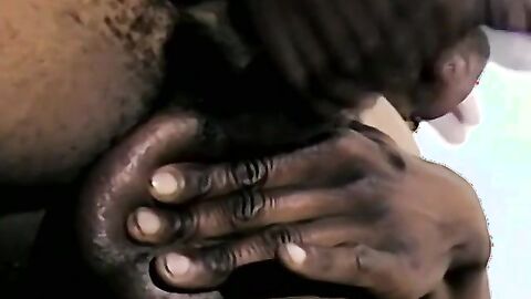Athletic black amateur jerks off his BBC and cums solo