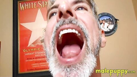 The giant daddy Richard Lennox is so disgusting with nuts stuck on his teeth