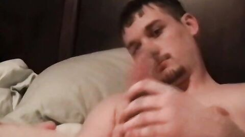 Young amateur with big fat dick masturbates and cums solo