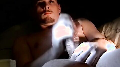 Young amateur with big fat dick masturbates and cums solo