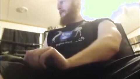 Muscular Redhead Jerks Off His Huge Cock