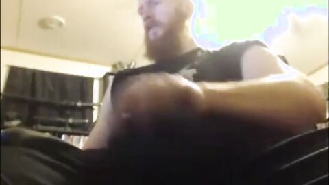 Muscular Redhead Jerks Off His Huge Cock