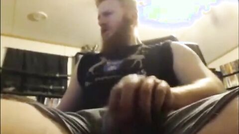 Muscular Redhead Jerks Off His Huge Cock