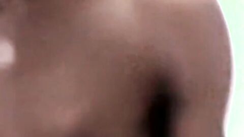 Young black amateur strokes his lubed up BBC and cums