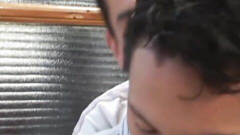 Amateur twink deepthroats hard cock before being ass fucked