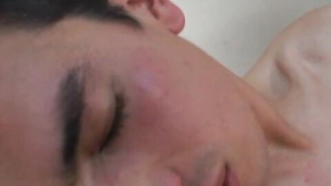 Amateur twink deepthroats hard cock before being ass fucked