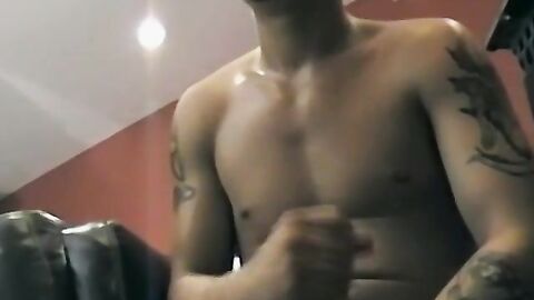 Amateur butt muncher grabs his big dick and masturbates