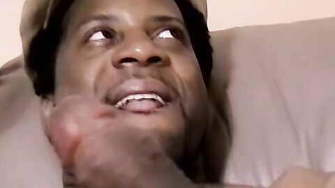 Black amateur masturbates and receives blowjob from old gay