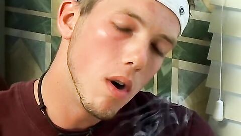 Gorgeous Christian Taylor stroking and smoking in the tub