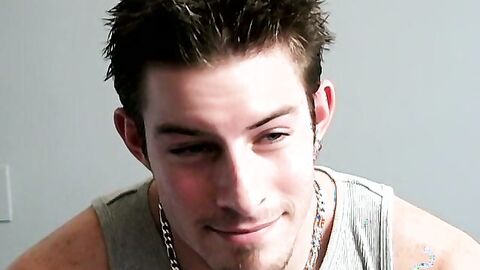Attractive dude with chained necklace loves to jerk off