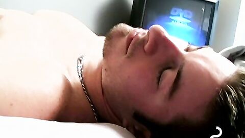 Attractive dude with chained necklace loves to jerk off