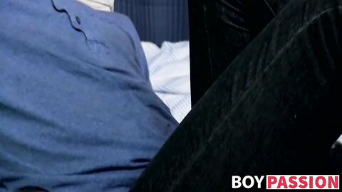 Young gay lovers play with sex toys until busting a big nut