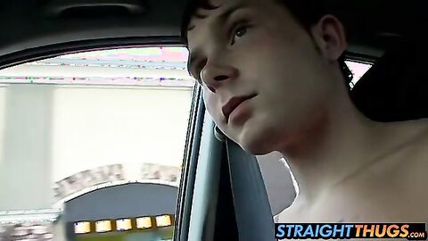Horny Billy gets on the passenger seat and jerks his dick
