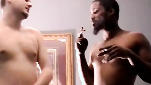 Black dude got his dick sucked dry by a white boy