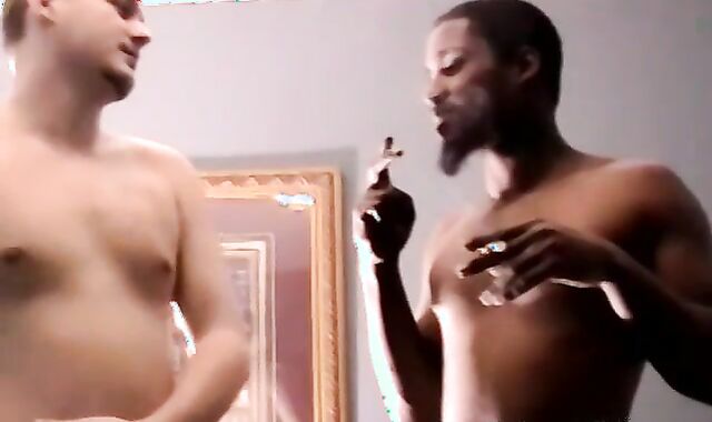 Black dude got his dick sucked dry by a white boy