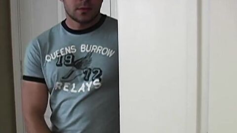 Curly and cute dude Mike solo jerks before I swallowed his dick whole