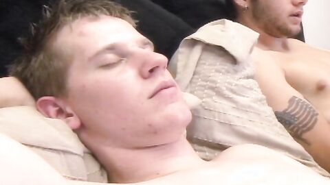 Straight amateurs JR and Nate have their throbbing dicks devoured in a threesome