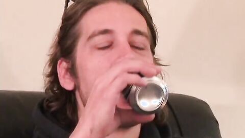 Skinny athletic amateur is jerking off his cock on camera